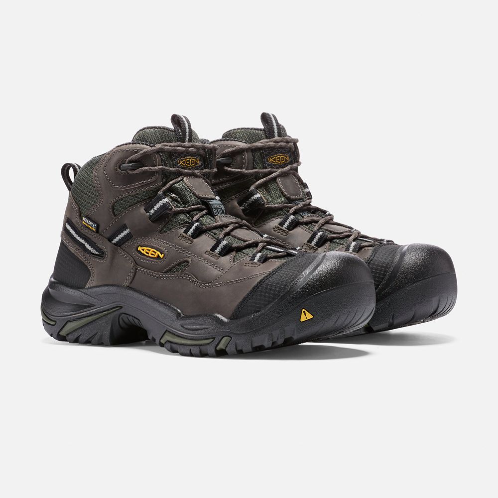 Botte de Travail Keen Homme Noir Marron | Braddock Waterproof Mid (Steel Toe) | MUNTQ-4397